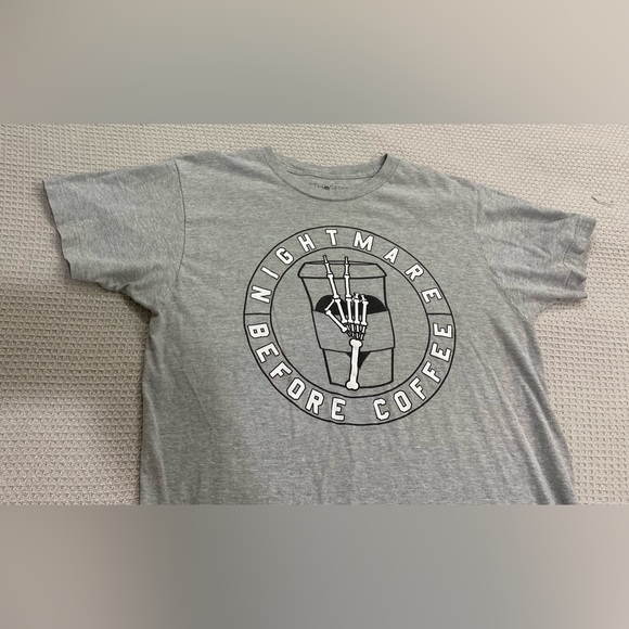 Nightmare Before Coffee - Grey Heather T-Shirt Large, super-soft modern fit EUC - Picture 5 of 5